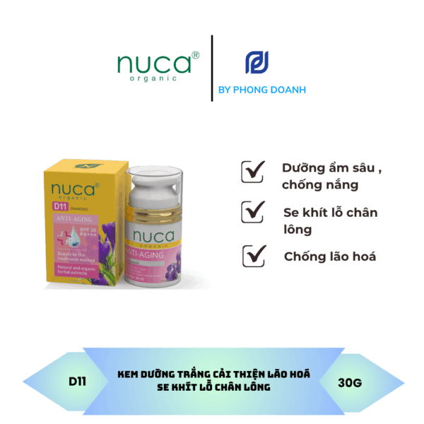 NUCA KEM DƯỠNG TRẮNG CẢI THIỆN LÃO HOÁ SE KHÍT LỖ CHÂN LÔNG 30G DẠNG CHAI TIỆN LỢI