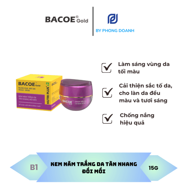 BACOE GOLD KEM NÁM TRẮNG DA TÀN NHANG ĐỒI MỒI 15G