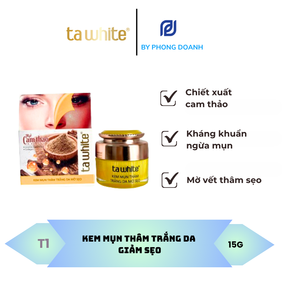 KEM MỤN THÂM TRẮNG DA MỜ SẸO – TA WHITE CAM THẢO 15GR