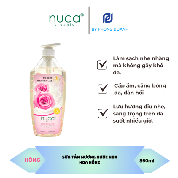 NUCA SỮA TẮM GEL CÁNH HOA HỒNG 860ML