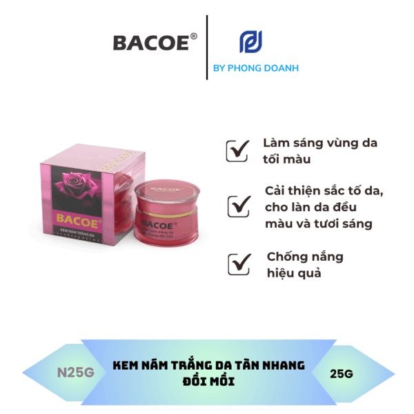BACOE KEM NÁM TRẮNG DA TÀN NHANG ĐỒI MỒI 25G