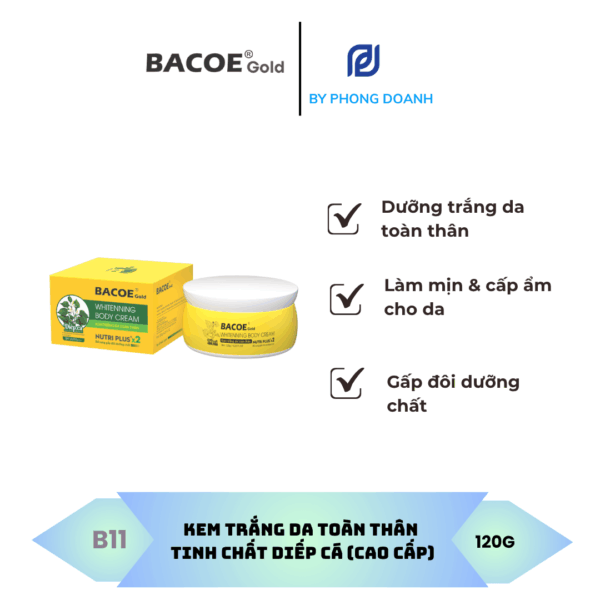 BACOE GOLD KEM DƯỠNG TRẮNG DA TOÀN THÂN TINH CHẤT DIẾP CÁ (CAO CẤP) 120G
