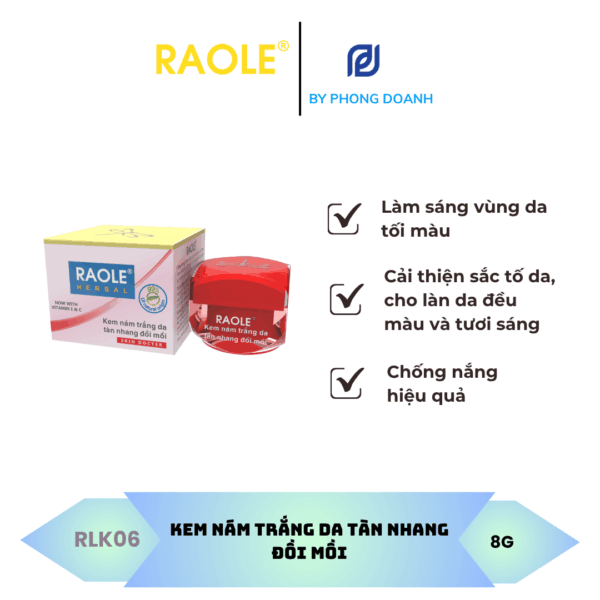 RAOLE KEM NÁM TRẮNG DA TÀN NHANG ĐỒI MỒI 8G