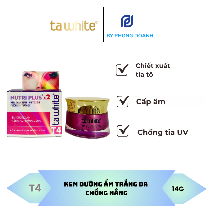 KEM DƯỠNG ẨM TRẮNG DA CHỐNG NẮNG - TA WHITE TÍA TÔ