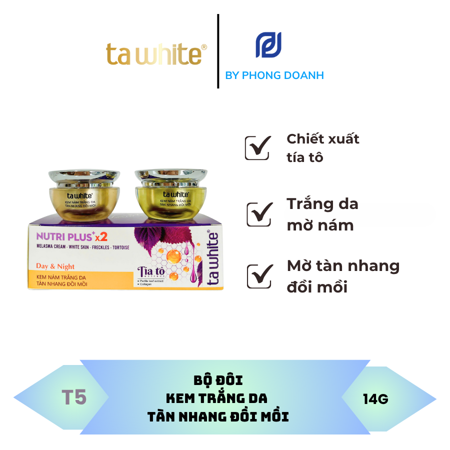 BỘ ĐÔI KEM TRẮNG DA – TÀN NHANG – ĐỒI MỒI TA WHITE TÍA TÔ