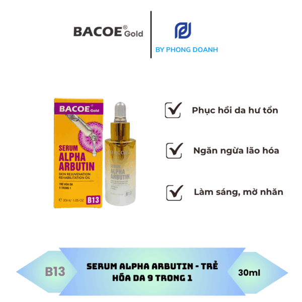 BACOE GOLD SERUM TRẺ HÓA DA 9IN1 - ALPHA ARBUTIN 30ML