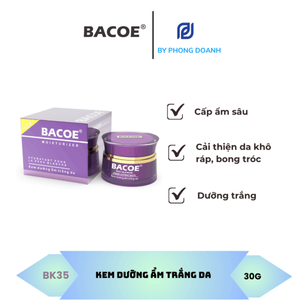 BACOE KEM DƯỠNG ẨM TRẮNG DA 30G