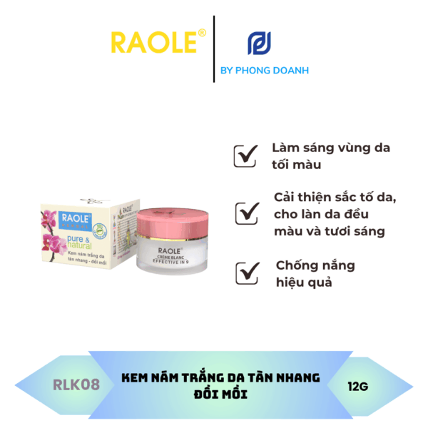 RAOLE KEM NÁM TRẮNG DA TÀN NHANG ĐỒI MỒI 12G