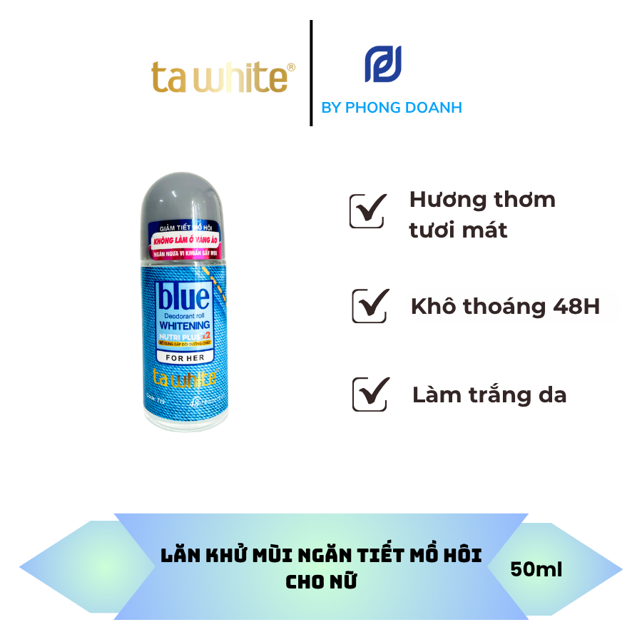 LĂN KHỬ MÙI NGĂN TIẾT MỒ HÔI TA WHITE CHO NỮ – 50ML