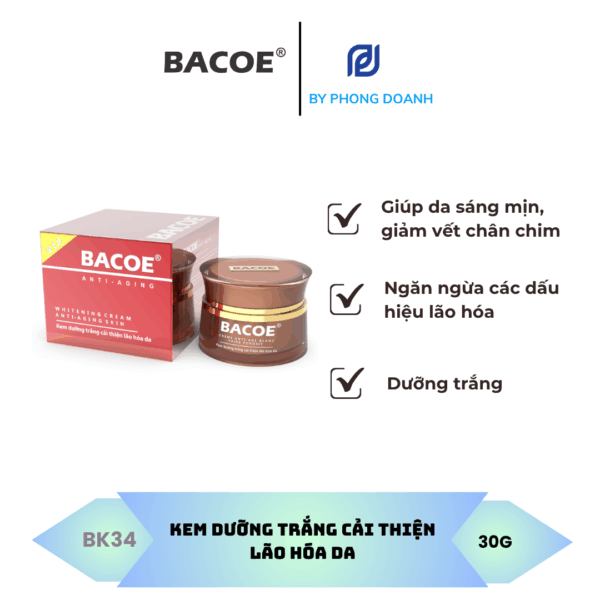 BACOE KEM DƯỠNG TRẮNG CẢI THIỆN LÃO HÓA DA 30G