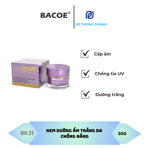 BACOE KEM DƯỠNG ẨM TRẮNG DA CHỐNG NẮNG 30G
