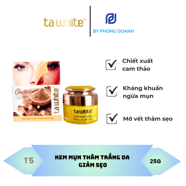KEM MỤN THÂM TRẮNG DA MỜ SẸO – TA WHITE CAM THẢO 25GR