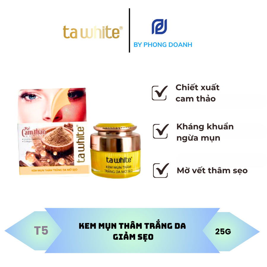 KEM MỤN THÂM TRẮNG DA MỜ SẸO – TA WHITE CAM THẢO 25GR
