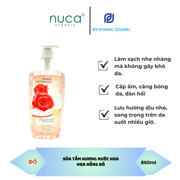 NUCA SỮA TẮM GEL CÁNH HOA HỒNG ĐỎ 860ML