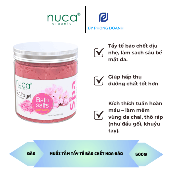 NUCA MUỐI TẮM TẨY TẾ BÀO CHẾT HOA ĐÀO 500G
