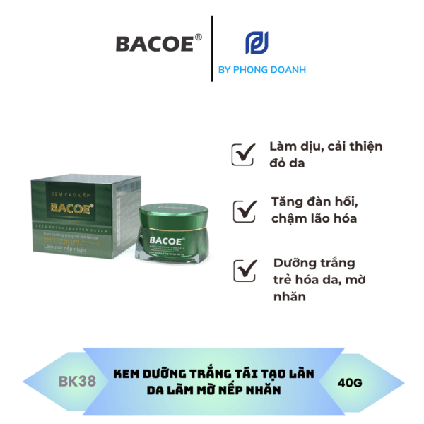 BACOE KEM DƯỠNG TRẮNG TÁI TẠO LÀN DA LÀM MỜ NẾP NHĂN 40G