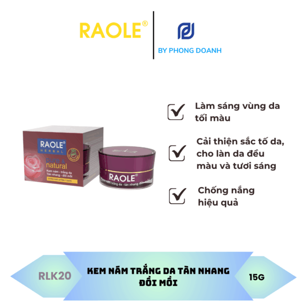 RAOLE KEM NÁM TRẮNG DA TÀN NHANG ĐỒI MỒI 15G