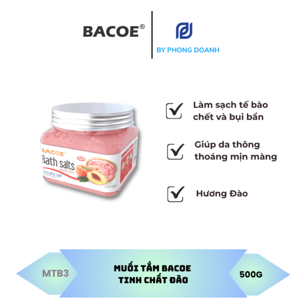 BACOE MUỐI TẮM TINH CHẤT ĐÀO 500G