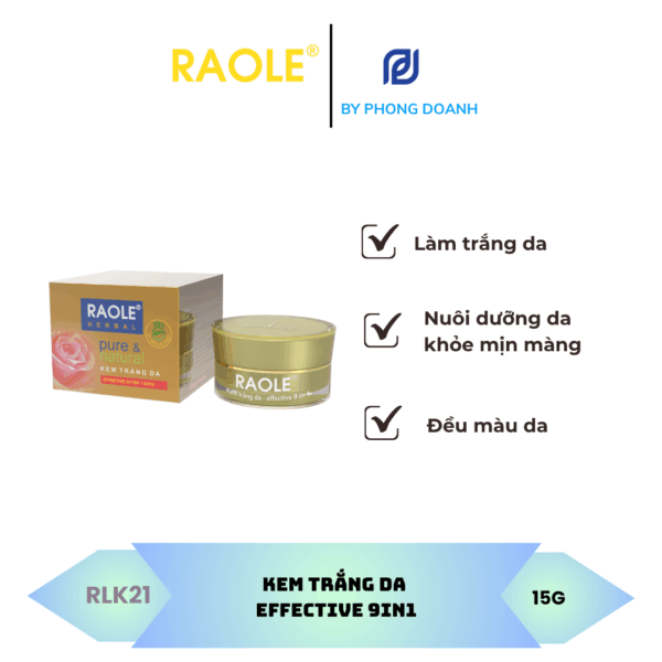 RAOLE KEM TRẮNG DA EFFECTIVE 9IN1 BAN ĐÊM 15G