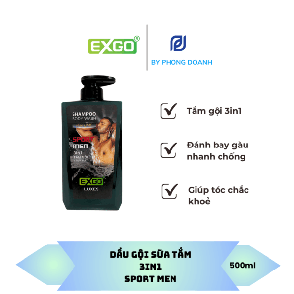 DẦU GỘI SỮA TẮM 3IN1 EXGO SPORT MEN