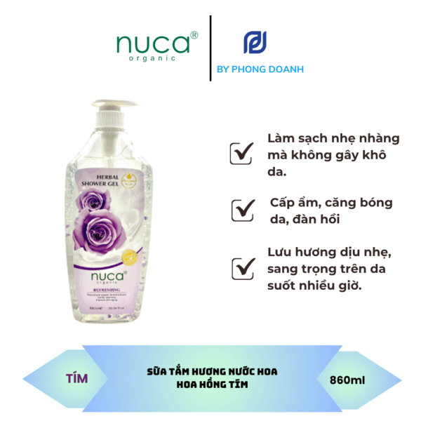 NUCA SỮA TẮM GEL CÁNH HOA HỒNG TÍM 860ML