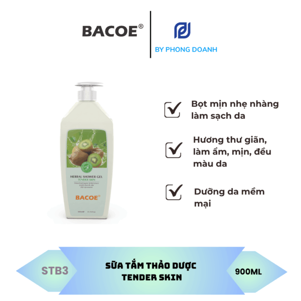 BACOE SỮA TẮM THẢO DƯỢC - TENDAR SKIN 900ML