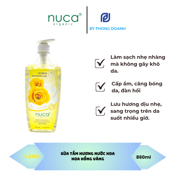 NUCA SỮA TẮM GEL CÁNH HOA HỒNG VÀNG 860ML
