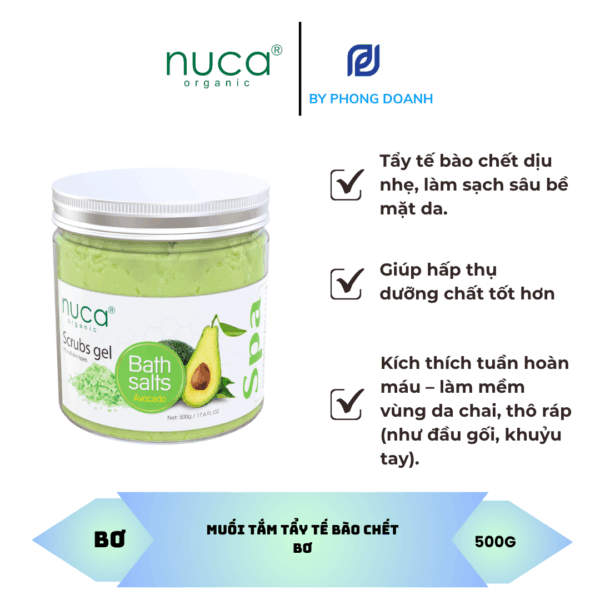 NUCA MUỐI TẮM TẨY TẾ BÀO CHẾT BƠ 500G