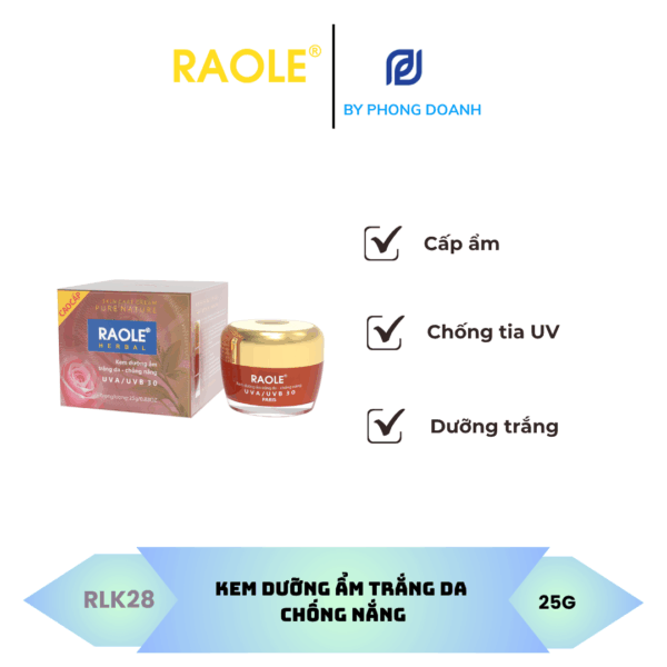 RAOLE KEM DƯỠNG ẨM TRẮNG DA CHỐNG NẮNG 25G