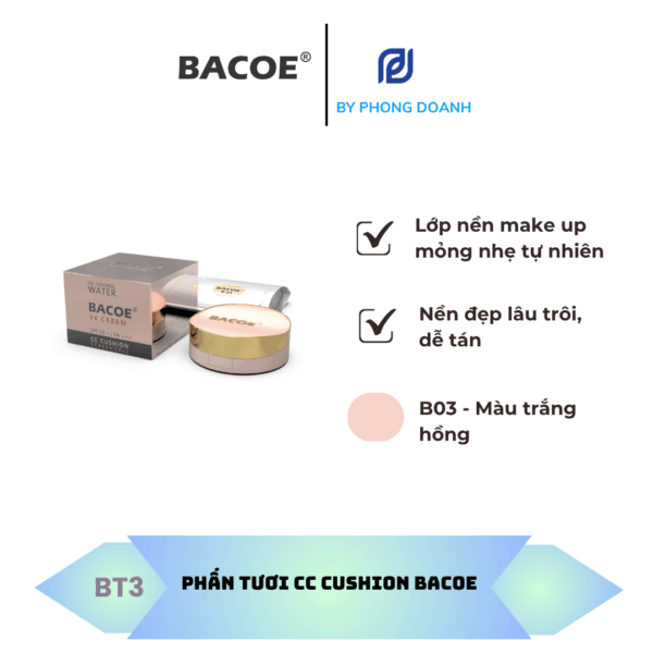 BACOE PHẤN TƯƠI CC CUSHION MÀU TRẮNG HỒNG