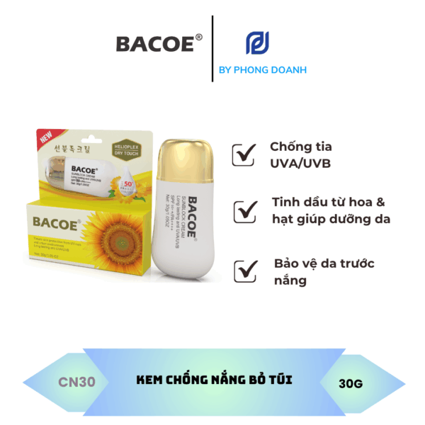 BACOE KEM CHỐNG NẮNG BỎ TÚI 30G