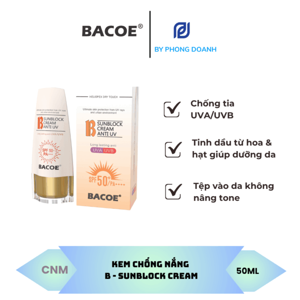 BACOE KEM CHỐNG NẮNG B-SUNBLOCK CREAM - KHÔNG NÂNG TONE 50ML