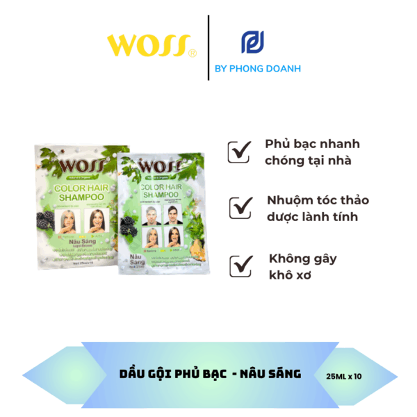 DẦU GỘI PHỦ BẠC - MÀU NÂU SÁNG 25ML x 10 Gói
