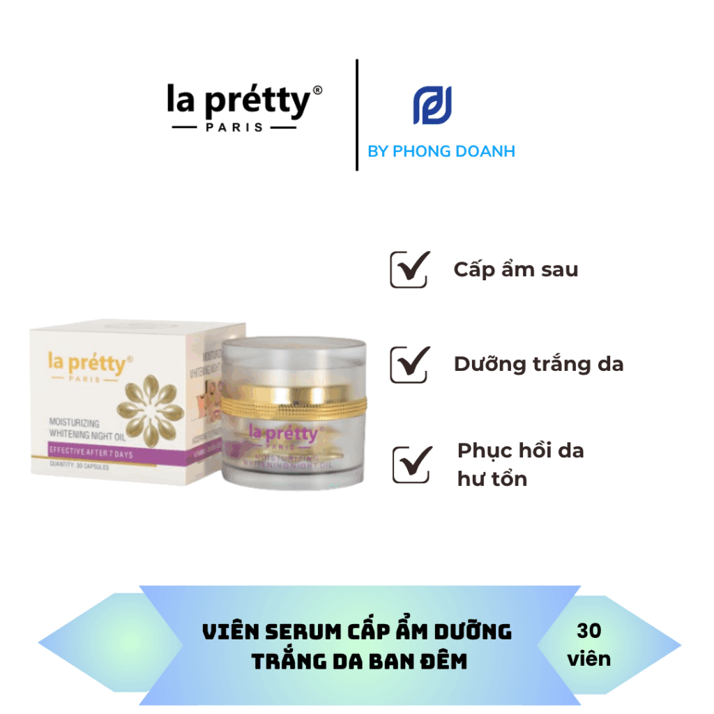 VIÊN SERUM CẤP ẨM DƯỠNG TRẮNG DA BAN ĐÊM – PHỤC HỒI HIỆU QUẢ SAU MỖI GIẤC NGỦ