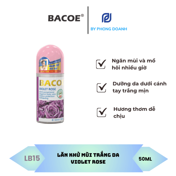 BACOE LĂN KHỬ MÙI TRẮNG DA HƯƠNG VIOLET ROSE 50ML