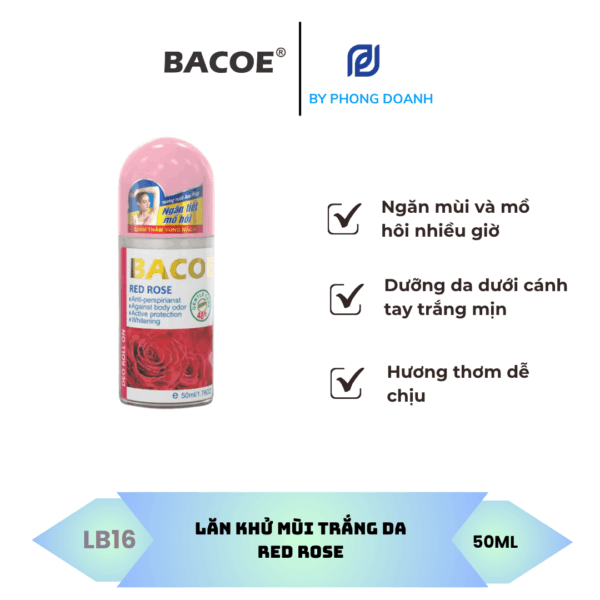 BACOE LĂN KHỬ MÙI TRẮNG DA HƯƠNG RED ROSE 50ML