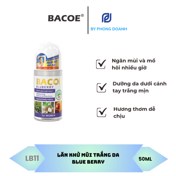 BACOE LĂN KHỬ MÙI TRẮNG DA HƯƠNG BLUE BERRY 50ML