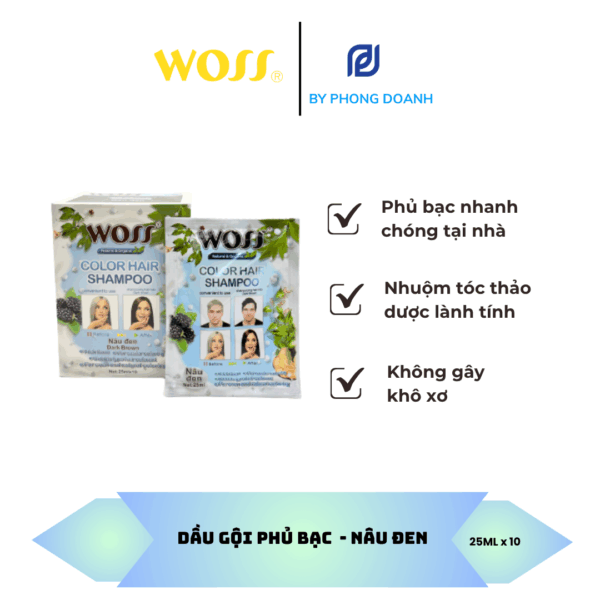 DẦU GỘI PHỦ BẠC - MÀU NÂU ĐEN 25ML x 10 Gói