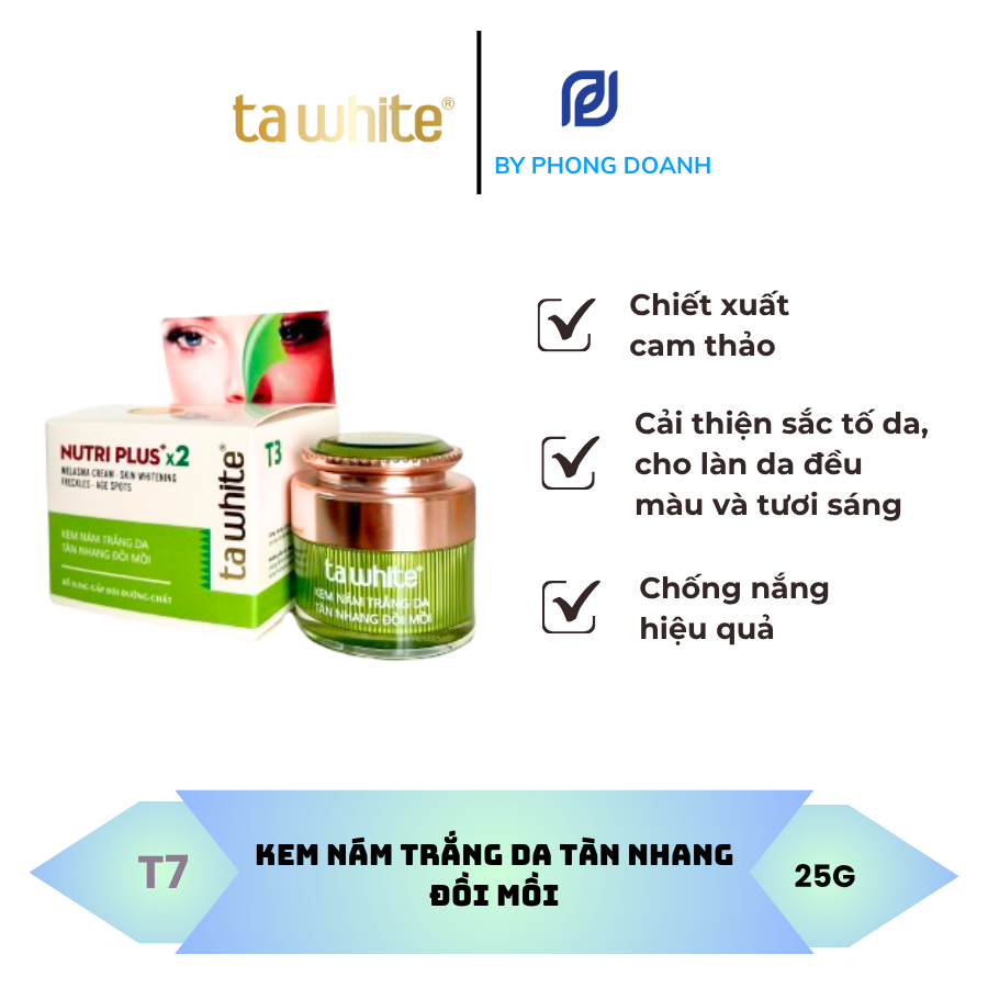 KEM NÁM TRẮNG DA TÀN NHANG ĐỐI MỚI – TA WHITE CAM THẢO 25GR