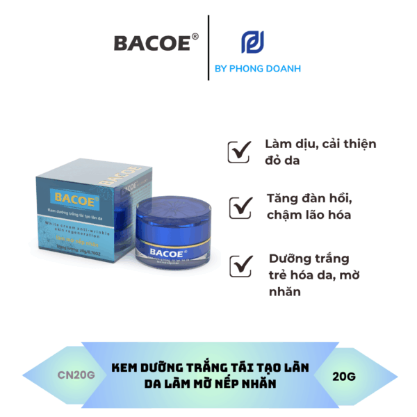 BACOE KEM DƯỠNG TRẮNG TÁI TẠO LÀN DA LÀM MỜ NẾP NHĂN 20G