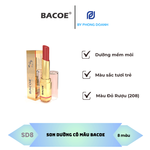 BACOE SON DƯỠNG MỀM MÔI CÓ MÀU ĐỎ RƯỢU
