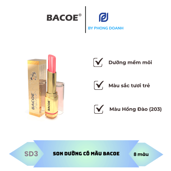 BACOE SON DƯỠNG MỀM MÔI CÓ MÀU HỒNG ĐÀO