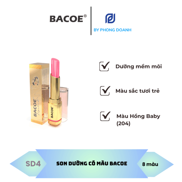 BACOE SON DƯỠNG MỀM MÔI CÓ MÀU HỒNG BABY