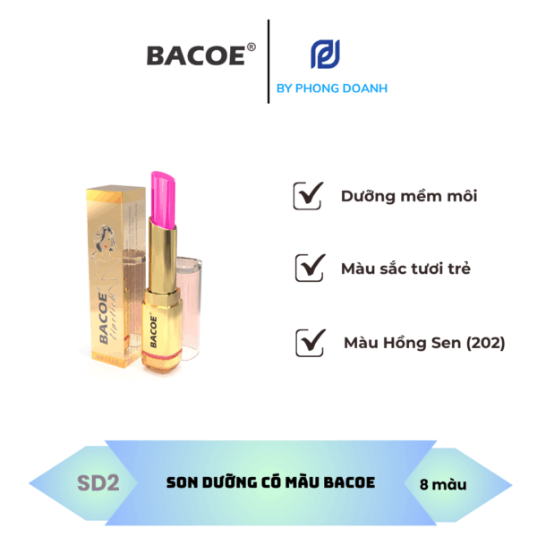 BACOE SON DƯỠNG MỀM MÔI CÓ MÀU HỒNG SEN