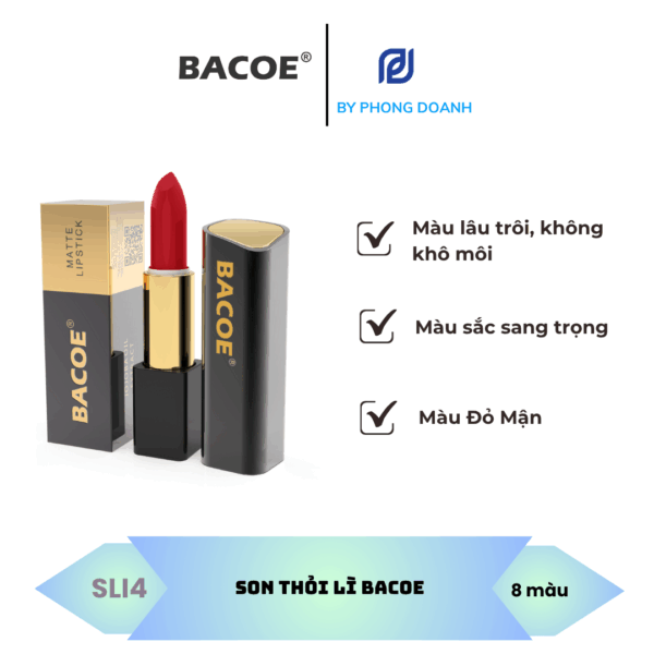 BACOE SON THỎI LÌ MÀU ĐỎ MẬN