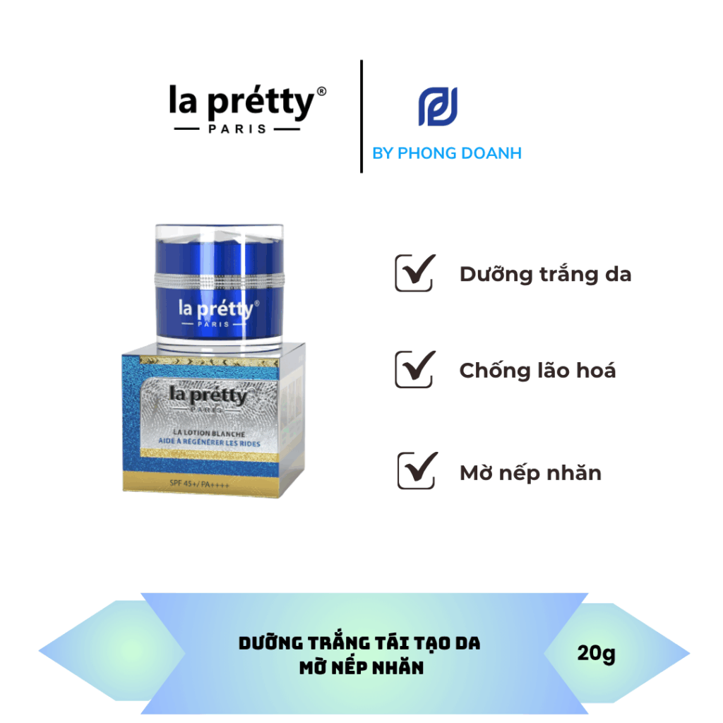 KEM DƯỠNG TRẮNG TÁI TẠO DA, MỜ NẾP NHĂN LA PRETTY