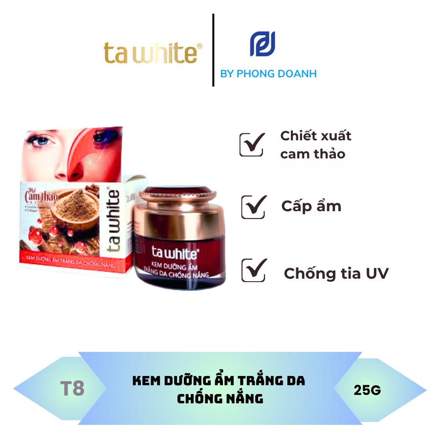 KEM DƯỠNG ẨM TRẮNG DA CHỐNG NẮNG – TA WHITE CAM THẢO 25GR