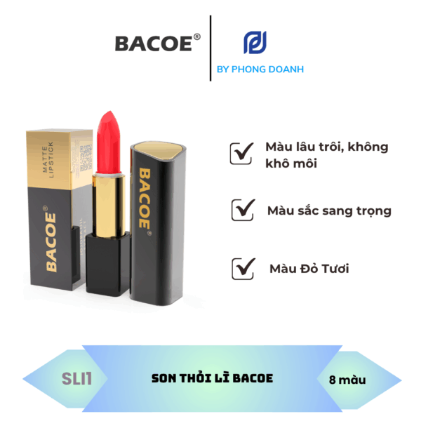 BACOE SON THỎI LÌ MÀU ĐỎ TƯƠI