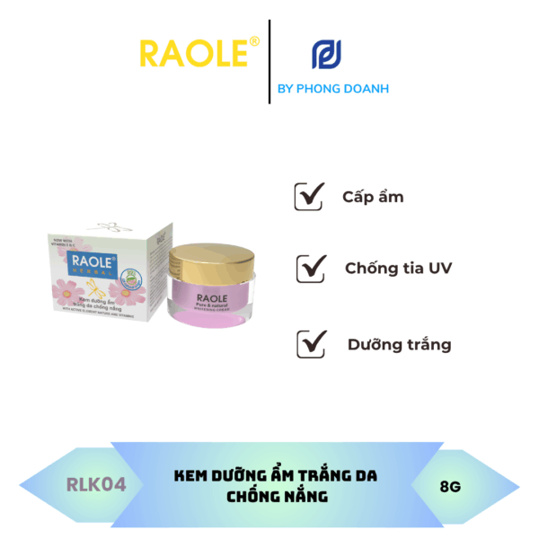 RAOLE KEM DƯỠNG ẨM TRẮNG DA CHỐNG NẮNG 8G
