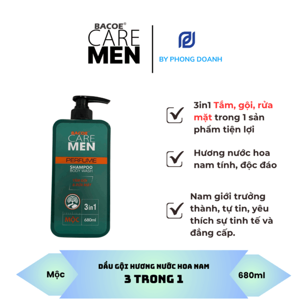 dầu gội hương nước hoa nam 3 trong 1 - Mộc